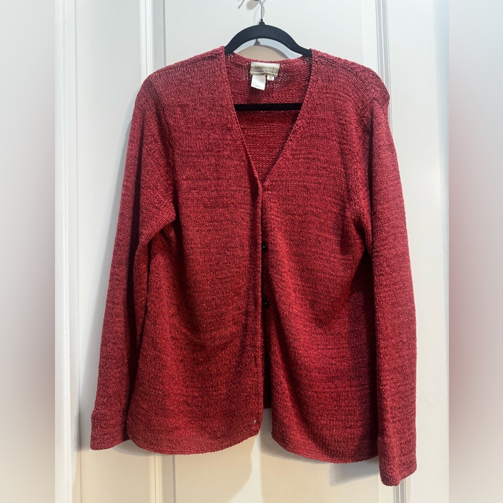 COLDWATER CREEK Mauve CARDIGAN SWEATER Medium Armpit To Armpit 25” Length 29”